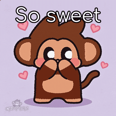 A Cartoon Of A Monkey Covering Its Face With Its Hands And The Words " So Sweet " Above It GIF