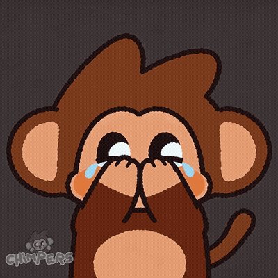 A Cartoon Of A Monkey Crying With The Word Chimpers Behind Him GIF