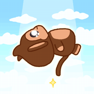 A Cartoon Of A Monkey Flying Through The Air With A Gold Star On Its Tail GIF