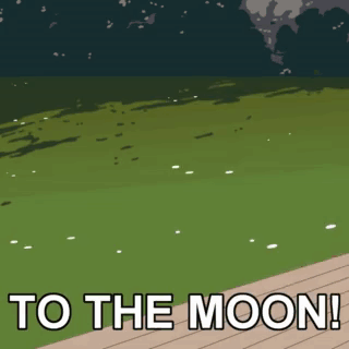A Cartoon Of A Monkey Flying Through The Air With The Words To The Moon Below It GIF
