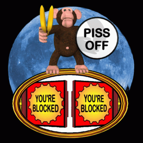 A Cartoon Of A Monkey Holding A Banana And A Sign That Says " Piss Off " GIF