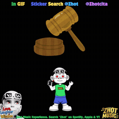 A Cartoon Of A Monkey Holding A Cell Phone Next To A Gavel GIF