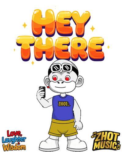 A Cartoon Of A Monkey Holding A Cell Phone With The Words Hey There Behind Him GIF
