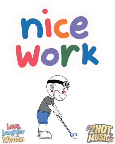 A Cartoon Of A Monkey Holding A Golf Club With The Words Nice Work Above It GIF
