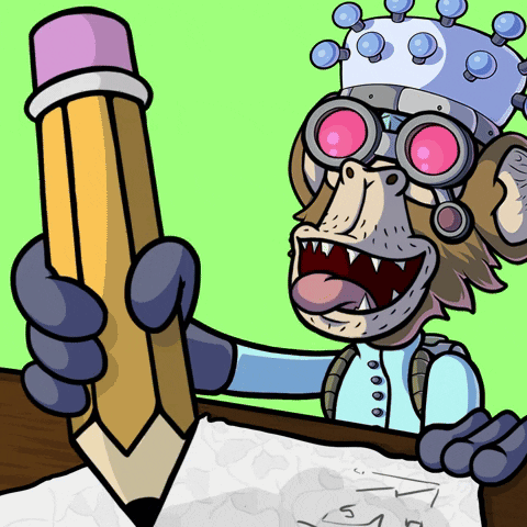 A Cartoon Of A Monkey Holding A Pencil GIF