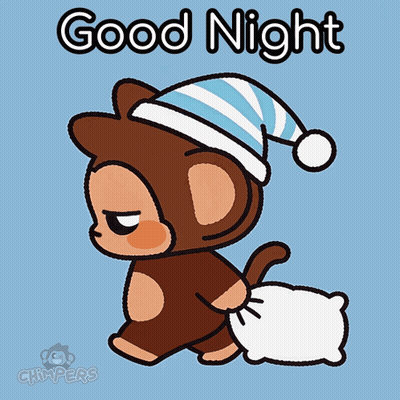 A Cartoon Of A Monkey Holding A Pillow With The Words Good Night Written Above It GIF