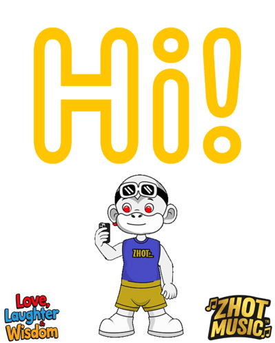 A Cartoon Of A Monkey Holding A Remote Control Next To The Words Hi GIF