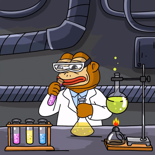A Cartoon Of A Monkey Holding A Test Tube GIF
