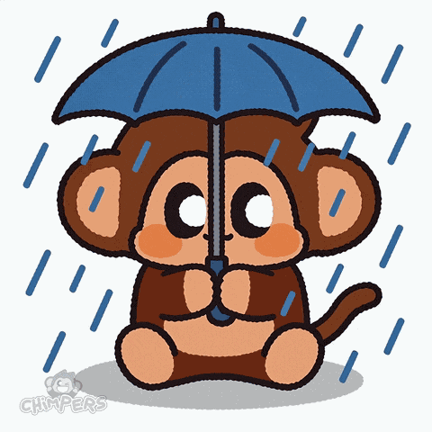 A Cartoon Of A Monkey Holding An Umbrella In The Rain By Chimpers GIF