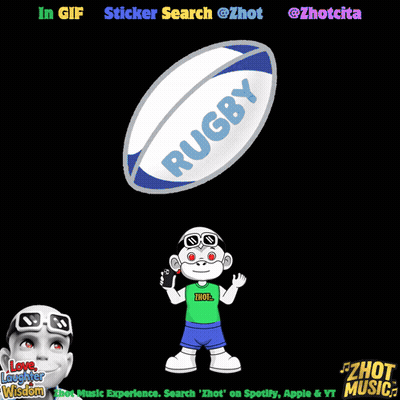 A Cartoon Of A Monkey Holding Up A Cell Phone In Front Of A Rugby Ball GIF