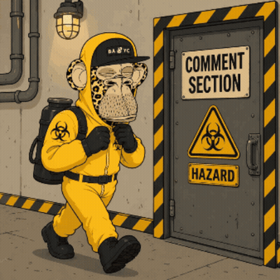 A Cartoon Of A Monkey In A Hazmat Suit Walking Towards A Door That Says Comment Section GIF