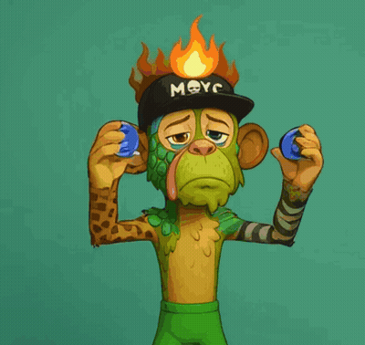 A Cartoon Of A Monkey Juggling Two Coins With A Flame In His Head GIF