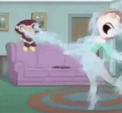 A Cartoon Of A Monkey Kicking Another Monkey In The Face GIF