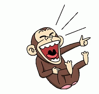 A Cartoon Of A Monkey Laughing And Pointing At Something . GIF