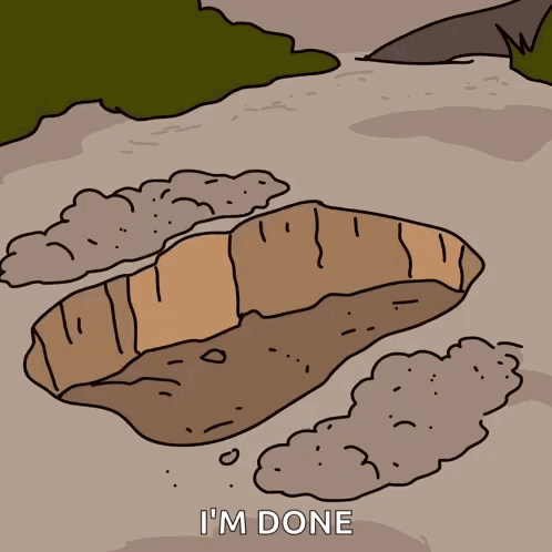A Cartoon Of A Monkey Laying In The Dirt With The Words " I 'M Done " Above It GIF