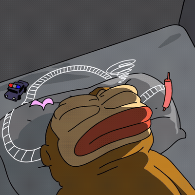 A Cartoon Of A Monkey Laying On A Bed With A Police Car Behind Him GIF