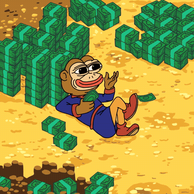 A Cartoon Of A Monkey Laying On The Ground Surrounded By Money GIF