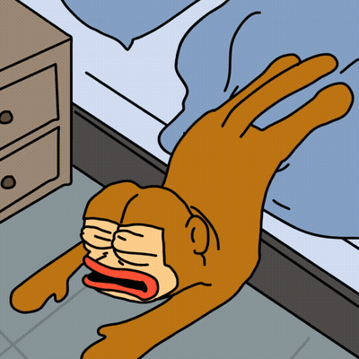 A Cartoon Of A Monkey Laying Upside Down On The Floor GIF