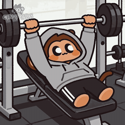 A Cartoon Of A Monkey Lifting A Barbell In A Gym With The Words Grimpers On The Bottom GIF