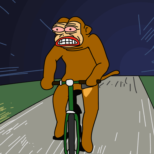 A Cartoon Of A Monkey Riding A Bike GIF