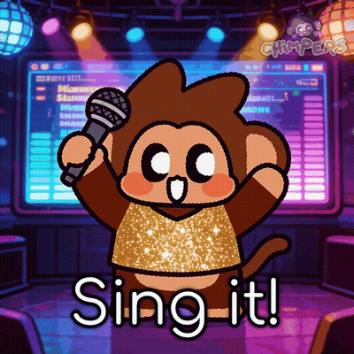 A Cartoon Of A Monkey Singing Into A Microphone With The Words Sing It Below Him GIF
