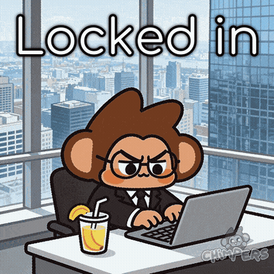 A Cartoon Of A Monkey Sitting At A Desk Using A Laptop Computer GIF