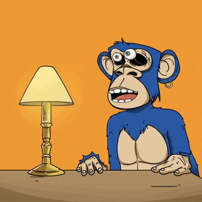 A Cartoon Of A Monkey Sitting At A Table With A Lamp In The Background GIF