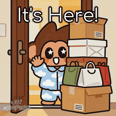 A Cartoon Of A Monkey Standing In Front Of A Door With The Words It 'S Here On It GIF