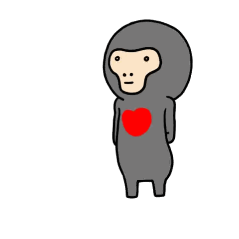 A Cartoon Of A Monkey Surrounded By Red Hearts On A White Background GIF
