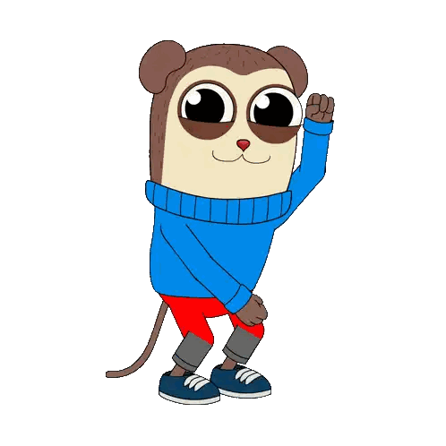 A Cartoon Of A Monkey Wearing A Blue Sweater And Red Pants Sticker