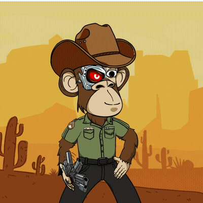 A Cartoon Of A Monkey Wearing A Cowboy Hat And A U.s. Army Shirt GIF
