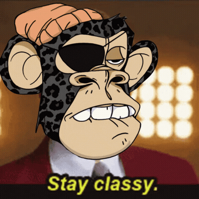 A Cartoon Of A Monkey Wearing A Leopard Print Hat With The Words Stay Classy Written Below It GIF