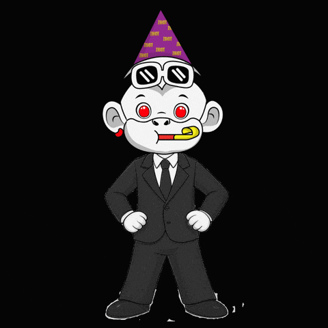 A Cartoon Of A Monkey Wearing A Party Hat GIF