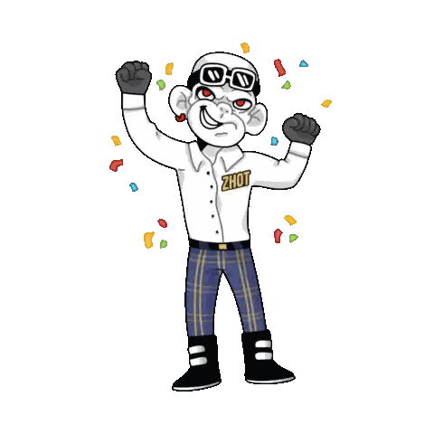 A Cartoon Of A Monkey Wearing A Shirt That Says ' Zhot ' On It Sticker