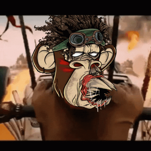 A Cartoon Of A Monkey Wearing Goggles With A Huge Mouth GIF