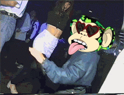 A Cartoon Of A Monkey Wearing Sunglasses And A Crop Top GIF