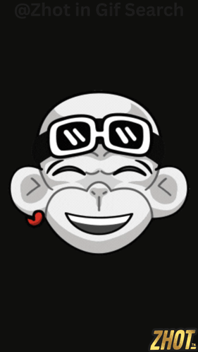 A Cartoon Of A Monkey Wearing Sunglasses And Smiling With The Word Zhot Below It GIF