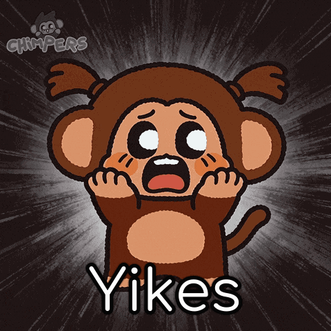 A Cartoon Of A Monkey With The Word Yikes Written Below It GIF
