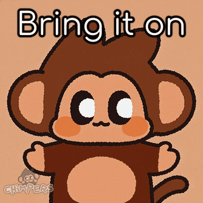 A Cartoon Of A Monkey With The Words Bring It On Above It GIF