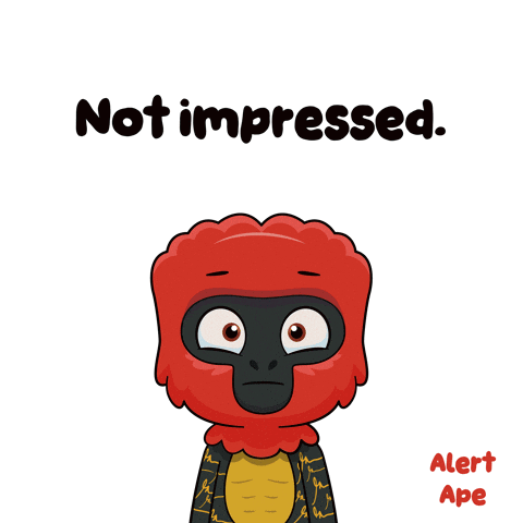 A Cartoon Of A Monkey With The Words Not Impressed Above It GIF