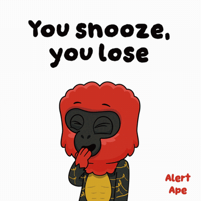 A Cartoon Of A Monkey With The Words " You Snooze You Lose " On The Bottom GIF
