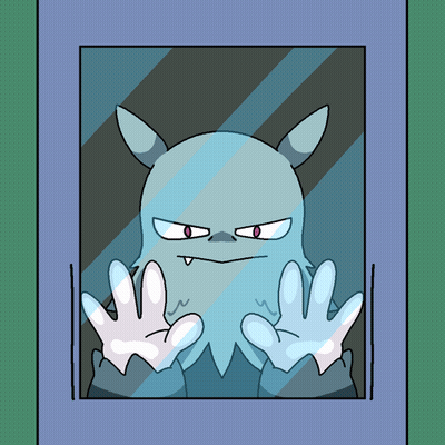 A Cartoon Of A Monster Behind A Glass GIF
