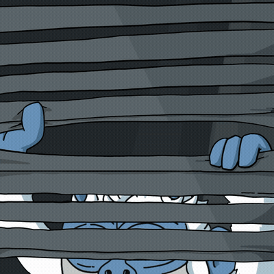A Cartoon Of A Monster Peeking Through A Fence GIF
