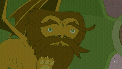 A Cartoon Of A Monster With A Beard Says " I Need Therapy " GIF