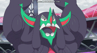 A Cartoon Of A Monster With A Purple Lightning Bolt Coming Out Of It . GIF