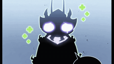 A Cartoon Of A Monster With Purple Eyes And Green Crosses Around It . GIF