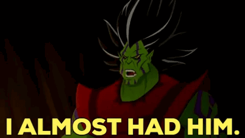 A Cartoon Of A Monster With The Words " I Almost Had Him " Below It GIF