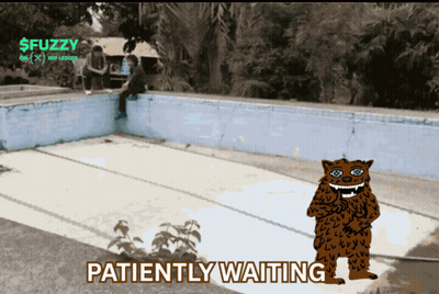 A Cartoon Of A Monster With The Words Patiently Waiting Behind It GIF