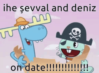 A Cartoon Of A Moose And A Pirate With The Words " On Date " GIF