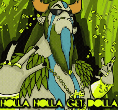 A Cartoon Of A Moose With The Words Holla Holla Get Dolla On It GIF